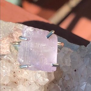 BOUTIQUE ROUGH KUNZITE 925 STERLING SILVER RING, 7